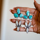 Statement Earrings in Whitewater Turquoise & Moonstone