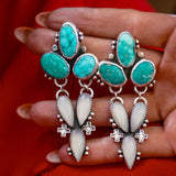 Statement Earrings in Whitewater Turquoise & Moonstone