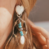 Not Your Mama's Pearl Earrings with Hubei Turquoise Beads