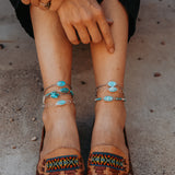 Anklet in Whitewater Turquoise w/ Blue Ridge Beads