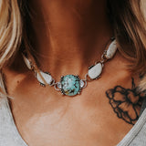 Statement Choker in Giraffe Turquoise & White Buffalo