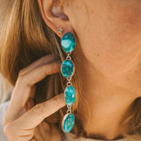 Statement Drip Earrings in Whitewater Turquoise