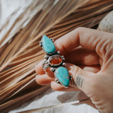 Cairn Ring in Whitewater Turquoise & Beer Quartz (Size 8)