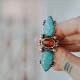 Cairn Ring in Whitewater Turquoise & Beer Quartz (Size 8)