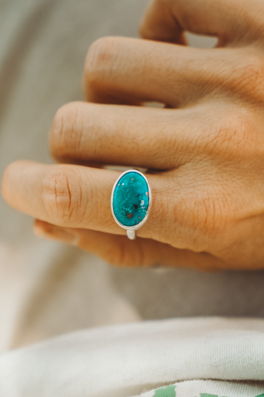 Whitewater Turquoise Ring (Size 8)
