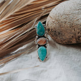 Cairn Ring in Royston Turquoise & Healer Quartz (Size 7.5)