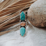 Cairn Ring in Royston Turquoise & Healer Quartz (Size 7.5)