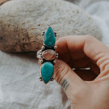 Cairn Ring in Royston Turquoise & Healer Quartz (Size 7.5)