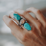 Cairn Ring in Royston Turquoise & Healer Quartz (Size 7.5)