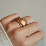 Crescent Echo Ring with Diamonds