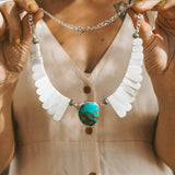 *PRE-SALE* The Desert Wings Collar in Royston Turquoise with Pearl Beads