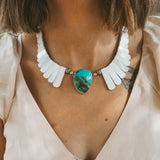 *PRE-SALE* The Desert Wings Collar in Royston Turquoise with Pearl Beads