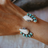 Statement Cuff in White Buffalo & Tyrone Turquoise