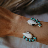 Statement Cuff in White Buffalo & Tyrone Turquoise