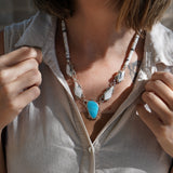 Necklace in Kingman Turquoise & White Buffalo