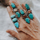 Cairn Ring in Royston Turquoise & Healer Quartz (Size 7.5)