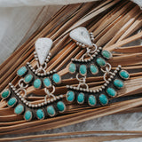 Statement Earrings in Kingman Turquoise & White Buffalo