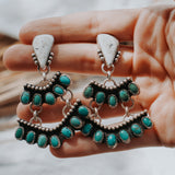 Statement Earrings in Kingman Turquoise & White Buffalo