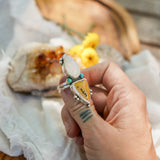 Ocean Jasper, Rainbow Moonstone, & Lone Mtn Turquoise Ring (Size 8)