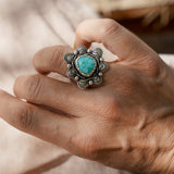 The Flora Ring in Sonoran Mountain Turquoise (Size 6.75)