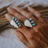 White Buffalo + Hubei Turquoise Ring (Size 8.5)