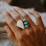 White Buffalo + Hubei Turquoise Ring (Size 8.5)