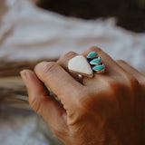 White Buffalo + Hubei Turquoise Ring (Size 8.5)