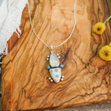 Ocean Jasper, Rainbow Moonstone, & Lone Mtn Turquoise Pendant