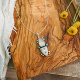 Ocean Jasper, Rainbow Moonstone, & Lone Mtn Turquoise Pendant