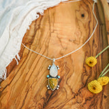 Ocean Jasper, Rainbow Moonstone, & Lone Mtn Turquoise Pendant