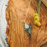 Ocean Jasper, Rainbow Moonstone, & Lone Mtn Turquoise Pendant