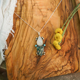 Ocean Jasper, Rainbow Moonstone, & Lone Mtn Turquoise Pendant