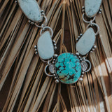 Statement Choker in Giraffe Turquoise & White Buffalo