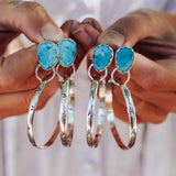 Stud Hoop Earrings in Sonoran Gem Turquoise