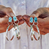 Stud Hoop Earrings in Kingman Turquoise