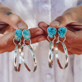 Stud Hoop Earrings in Sonoran Gem Turquoise