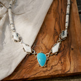 Necklace in Kingman Turquoise & White Buffalo