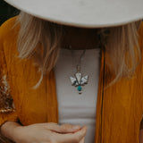 Statement Pendant in White Buffalo & Kingman Turquoise