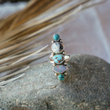 Cairn Ring in Golden Hills, Hubei Turquoise, Boulder Opal Doublet, & Dendritic Agate (Size 8)