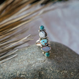 Cairn Ring in Golden Hills, Hubei Turquoise, Boulder Opal Doublet, & Dendritic Agate (Size 8)