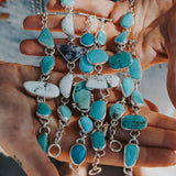 The Stepping Stone Bracelet in Campitos Turquoise, Charoite, & White Buffalo