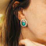 The Flora Stud Earring in Whitewater Turquoise