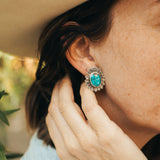 The Flora Stud Earring in Whitewater Turquoise