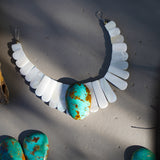 *PRE-SALE* The Desert Wings Collar in Royston Turquoise with Pearl Beads