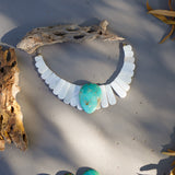 *PRE-SALE* The Desert Wings Collar in Royston Turquoise with Pearl Beads