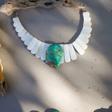 *PRE-SALE* The Desert Wings Collar in Royston Turquoise with Pearl Beads