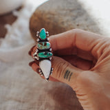 Cairn Ring in White Buffalo, Kingman & Royston Turquoise (Size 8.5)