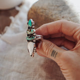 Cairn Ring in White Buffalo, Kingman & Royston Turquoise (Size 8.5)