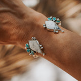 Cluster Wrap Cuff in White Buffalo & Kingman Turquoise