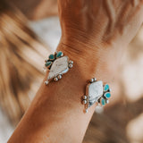 Cluster Wrap Cuff in White Buffalo & Kingman Turquoise